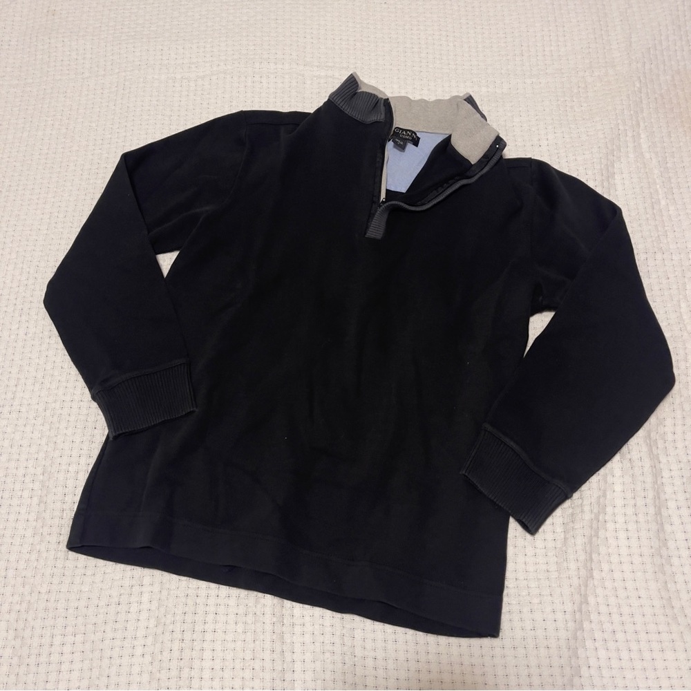 Gianni Uomo RARE Men's Quarter Zip Pullover Black Size Small 100% Cotton